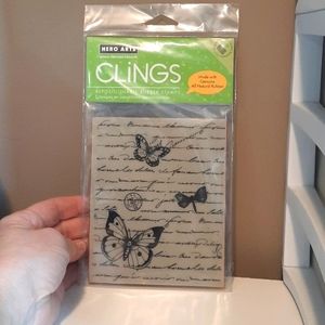 Antique Background with Butterflies rubber cling stamp Free with purchase of $17